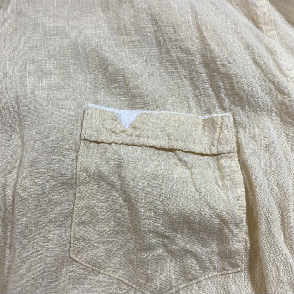 Cubavera Shirt linen Men button down short sleeve Light Tan Summer Beach Natural - Picture 5 of 15